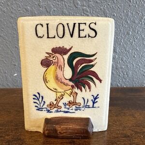 Vintage Fred Roberts Rooster Ceramic cloves Apothecary Replacement Jar Japan